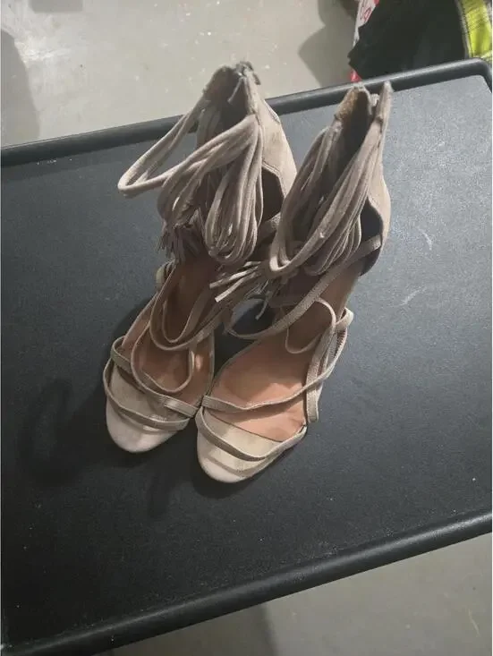 Jeffrey Campbell Suede Fringe Lace-Up Heeled Sandals Size 6 - Picture 1 of 6